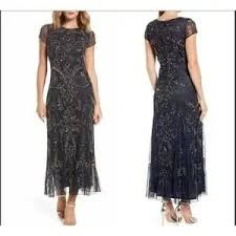 Pisarro Nights Black Beaded Midi Dress